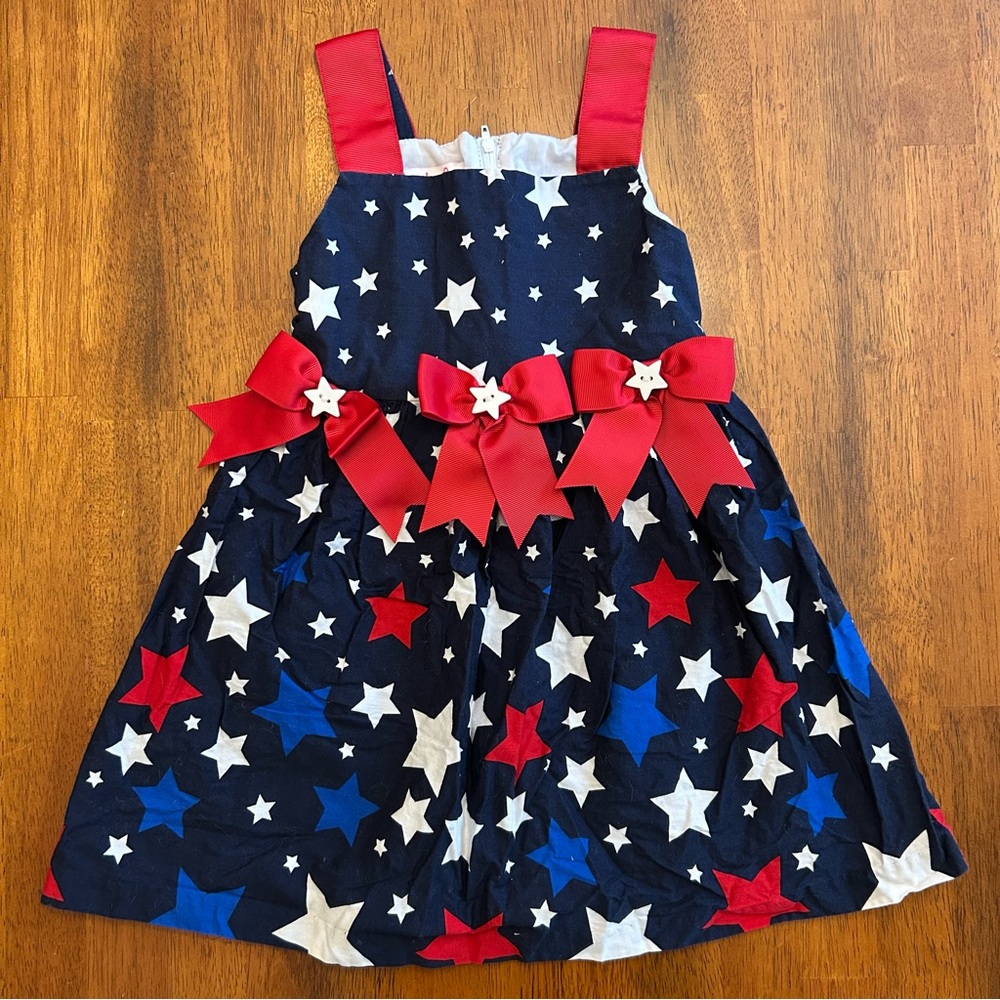 Jessica Ann Americana Star Dress | Boutique Patriotic | Toddler Girls 4T - Picture 5 of 5